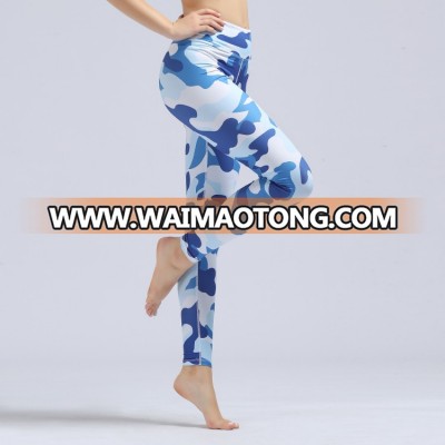 wholesale high quality army blue print women yoga leggings