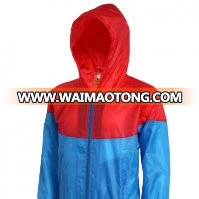 custom fashion waterproof two colors combination wholesale hooded windbreaker